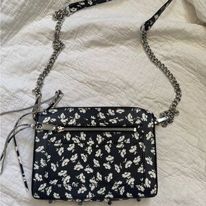 Rebecca Minkoff Black and White Floral Crossbody Bag